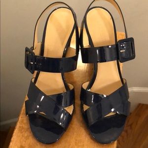 JCrew Patent Leather Sling-Back Dress Heel (Navy)